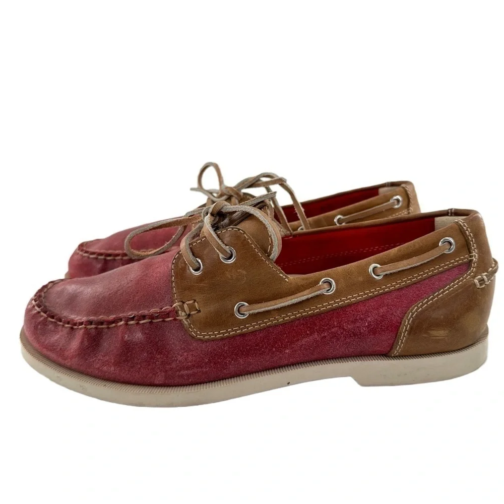 Cole haan yacht club collection boat shoes 9.5 red brown leather vintage 90s